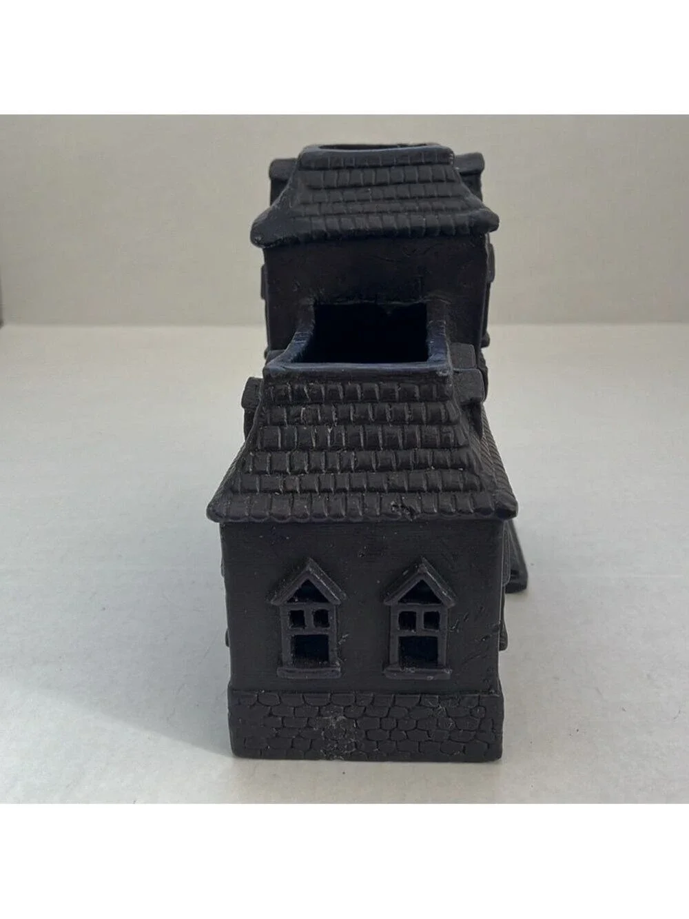 Pottery Barn Wax Haunted House Votive Candle Holder Halloween Vintage Black